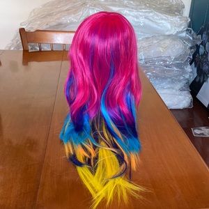 Rainbow multi color wig purple blue pink green yellowCosplay dancer costumer